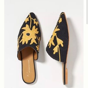 Embroidered Floral Mules